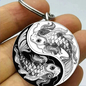 Koi fishes Ying Yan hot art design Keychain